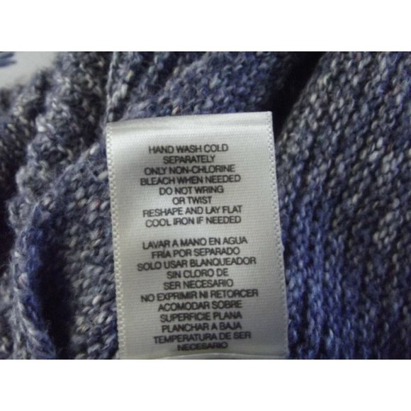 Jillian & Nicole PS Denim Blue White Marled Cowl Neck Sweater SP variegated yarn - Picture 9 of 9